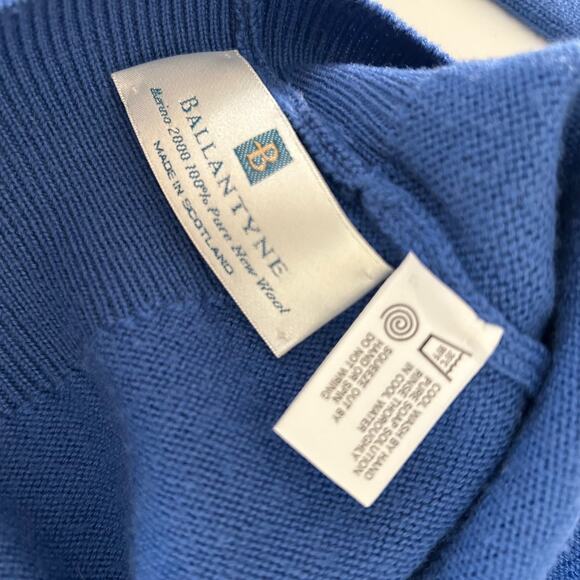 Vintage Burberrys Cardigan Button Down 100% Wool Blue SZL Old Money Classic - Picture 8 of 11